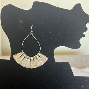 Elegant Silver/copper color and Cream Tassel Earrings